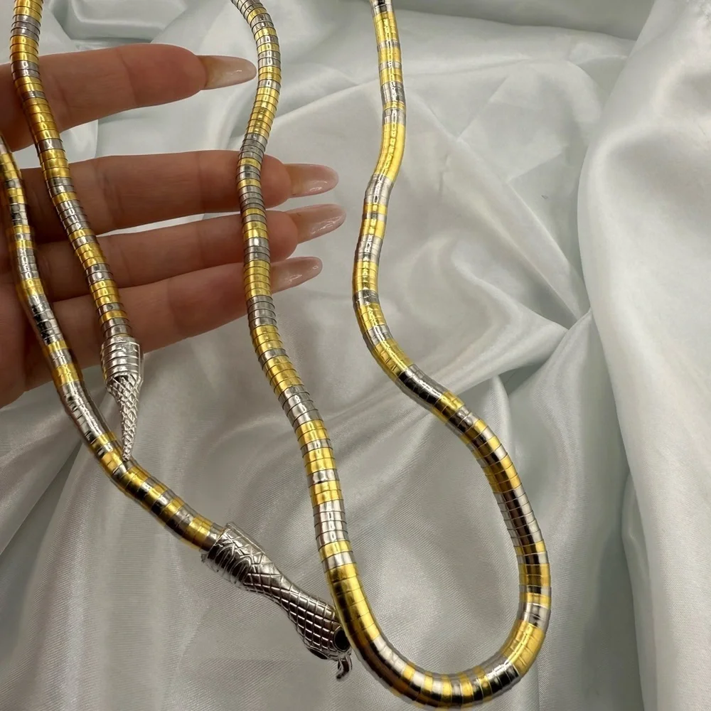 Multi Anthropologie Serpent serpentine Gold and Silver Snake Necklace - Picture 7 of 11